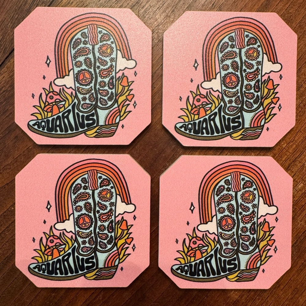 ❤️BOGO* NWT Urban Outfitters Aquarius Pink Coaster Set